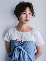 ヘアークラフト(Hair Craft)&nbsp;ショートパーマ×かきあげ前髪【岡山】ブリーチパーマ