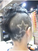 レディースモヒカンカット星バリアート★パーマ風仕上げ