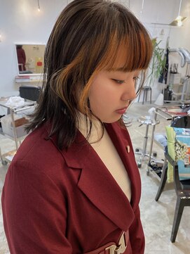 ナイーブヘアデザイン(NAiVE HAIR DESIGN) 【NAiVE hair】インナーカラー オレンジ