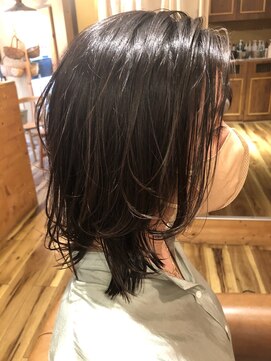 ラクヘアー 明大前(rakhair) ハイライトミディアムレイヤースタイル