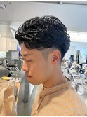 メンズ　パーマ　ツーブロック　ベリーショート