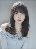 顔周りレイヤーおくれ毛韓国ヘアロング_F0165