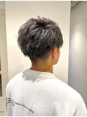 大人男性ナチュラルパーマビジカジ清潔感アッシュブラック