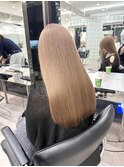 韓国ヘア顔周りレイヤー暗めミルクティーベージュグレージュ