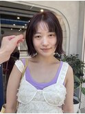 暗めオレンジブラウンのレイヤーボブ