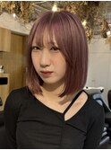ハイトーンボブ ピンクベージュ ダブルカラー