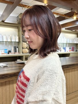 ロアバイチェリーコークウブ(Loa by CHERRY COKE ubu) 切りっぱなしボブ/ピンクブラウン