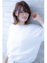 ヘアーアートシフォン 川口東口店(hair art chiffon) 耳かけセンターパート&厚めバングのふわミディナチュラルボブ