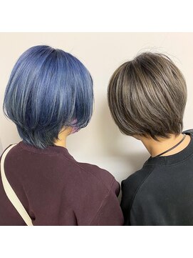 ラフヘアー(LaF) ライトブルー×シルバーベージュ