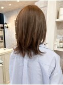 福山市美容室Caary人気 大人綺麗ベージュ透明感カラーミディアム