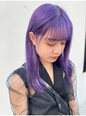 ダブルカラーラベンダーパープルカラーケアブリーチハイトーン