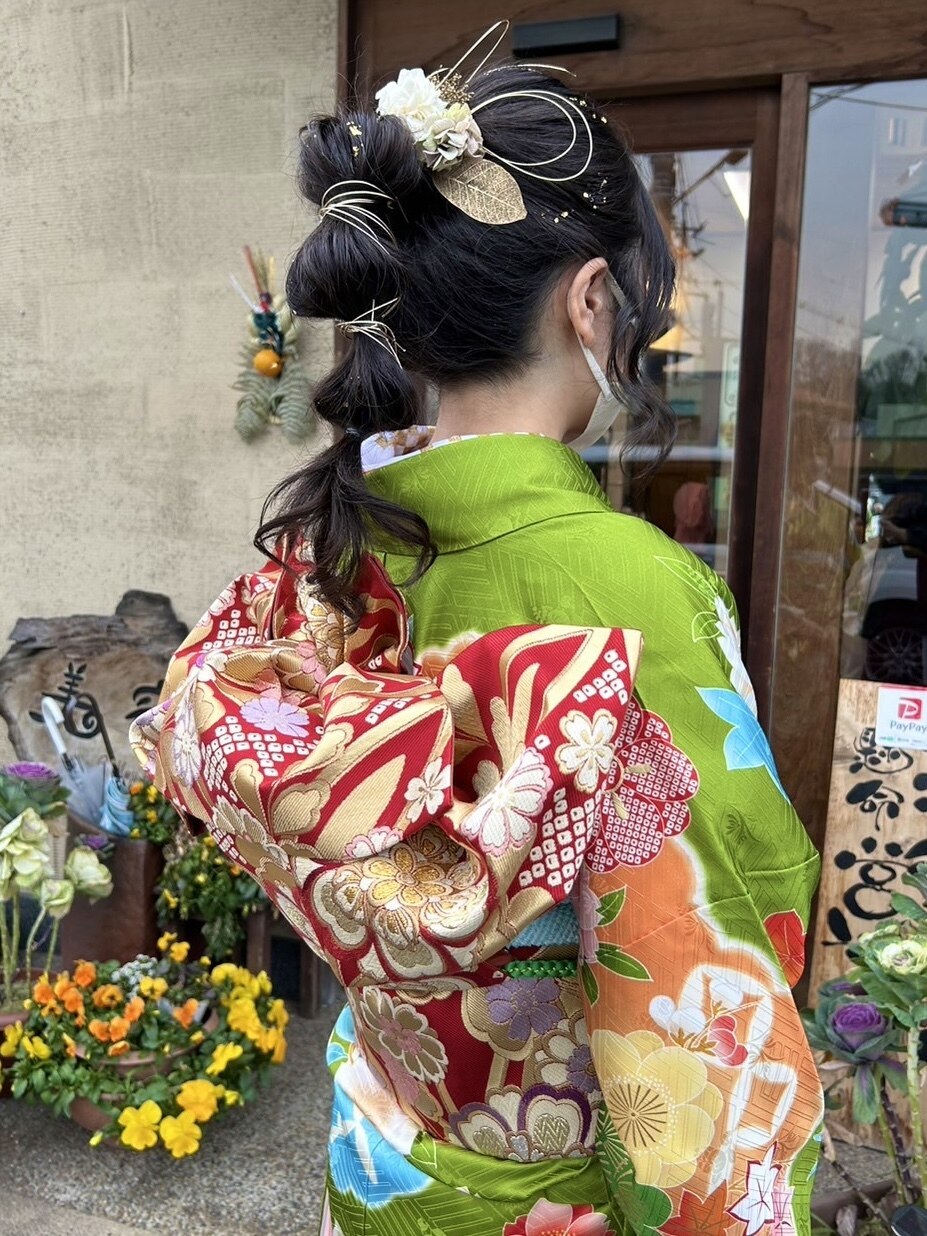 成人式水引＆金箔の玉ねぎポニーテール(※ヘアセットのみ)：L175968687