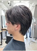 メンズ/アップバング/ツーブロックマッシュ/束感ショート波巻き