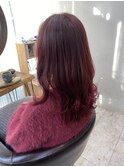 モテ愛されミディアムウルフワインレッドカラー20代30代40代