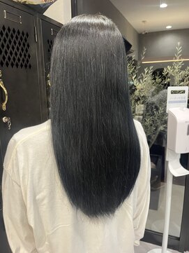 アチーブ ヘア デザイン(achieve hair design) ブルーブラック暗髪美シルエットロング20代30代×エアストレート