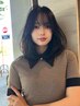 【顔周りレイヤーで小顔に】顔周りカット＋透明感ケアカラー￥12100→￥7500