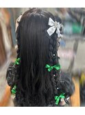 三つ編みハーフツイン