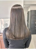 ブリーチなし透明感大人可愛い艶感グレージュ夏カラー