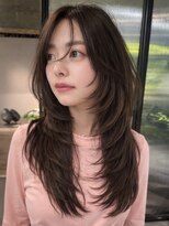 シオン(shion) 顔周りレイヤーロング韓国ヘアイメチェン_F31560