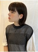 マッシュショートボブ/束感バング/艶ブラウン/コンパクトヘア