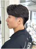 テーパーフェードニュアンスパーマ刈り上げセンターパートメンズ