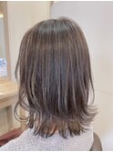 【Rire尚平】外ハネくびれレイヤーミディ★ハイライトグレージュ