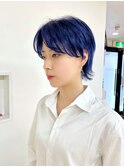 ウルフショート☆ ブリーチブルーダブルカラー外ハネ10代20代