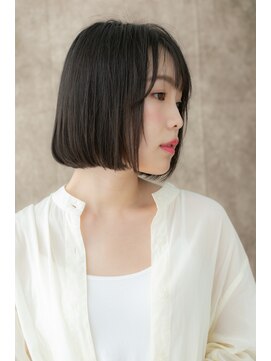 カバーヘアアンドスパ ブリス 浦和(COVER HAIR&SPA bliss) 黒髪ヘルシースタイル切りっぱなし前下がりボブ311X浦和30代40代