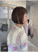 ミニボブ/マロンベージュ/ワイドバング/美髪/大人