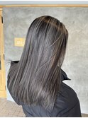 白髪ぼかしグレージュハイライトミディアム透明感カラー
