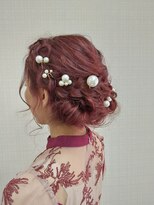 サロン ド オリーブ&nbsp;ピンクカラー×シニヨン