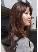 ミディアム/レイヤー/透明感カラー/ブリーチなし/大人女子