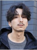 原宿メンズパーマルーズパーマシャドウパーマセンターパート緩め