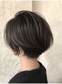 透明感ショート/ダークアッシュ/地毛風カラー【元町/石川町】
