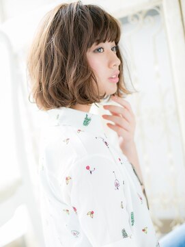 ブルー(BLUE) *CUORE水戸*…ココアブラウン切りっぱなしオン眉小顔大人ボブb