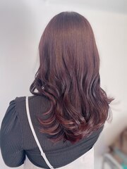 20代30代大人可愛い髪質改善カラーラズベリーピンク透明感