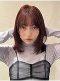 ミディアムレイヤー×チェリーブラウンカラー