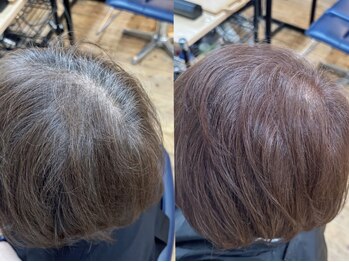 コミレ(COMILE)の写真/ファッションカラーだけで白髪を染めるので頭皮や髪に優しく、透明感のある仕上がりに【上前津/大須/金山】