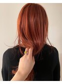 暖色カラー、ダブルカラー、ブリーチカラー、レッドオレンジ