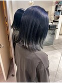 14944ネイビーブルーブルーシルバーレイヤーブルーカラーボブ