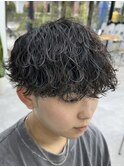 無造作波巻きスパイラルパーマ/サーフカール/メンズ2wayマッシュ