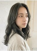 アッシュグリーン/セミロング