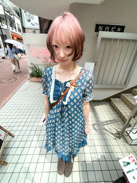 ノラ シブヤ(NORA) ★ボブレイヤーピンクルーツカラーデザインカラー森ガール