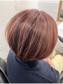 ベリーピンク白髪ぼかしハイライト