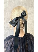 結婚式お呼ばれタイトシニヨン／ヘアセット/タイト/アレンジ
