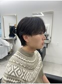 センターパートウルフ　ニュアンスパーマ