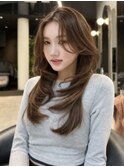 顔周りレイヤー×ベージュロング 東垂水