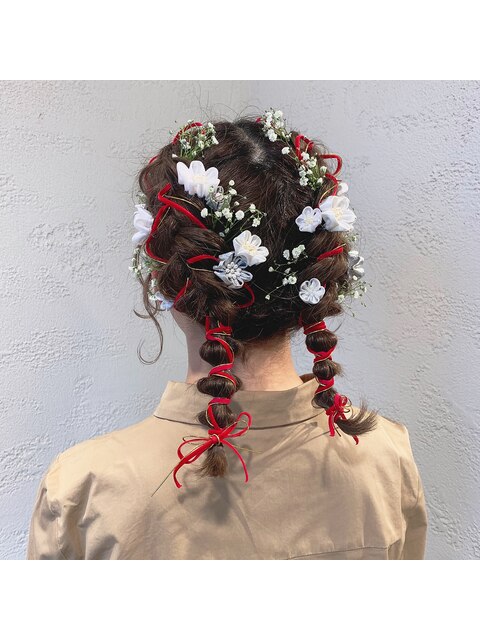 みつあみアレンジ　ヘアアレンジ