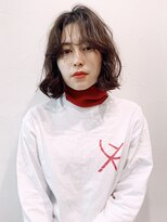 アイティーバイアルバム 八王子店(IT by ALBUM)&nbsp;ラフウェーブ_Aラインボブマロンベージュかきあげロング_28129