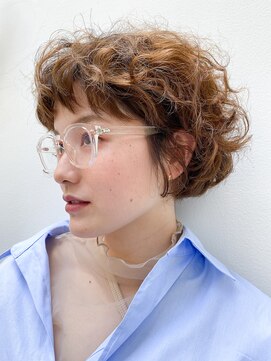 ピークアブー 銀座並木通り(PEEK-A-BOO) 【デザインカラー】ウェーブパーマ×オレンジハイライト